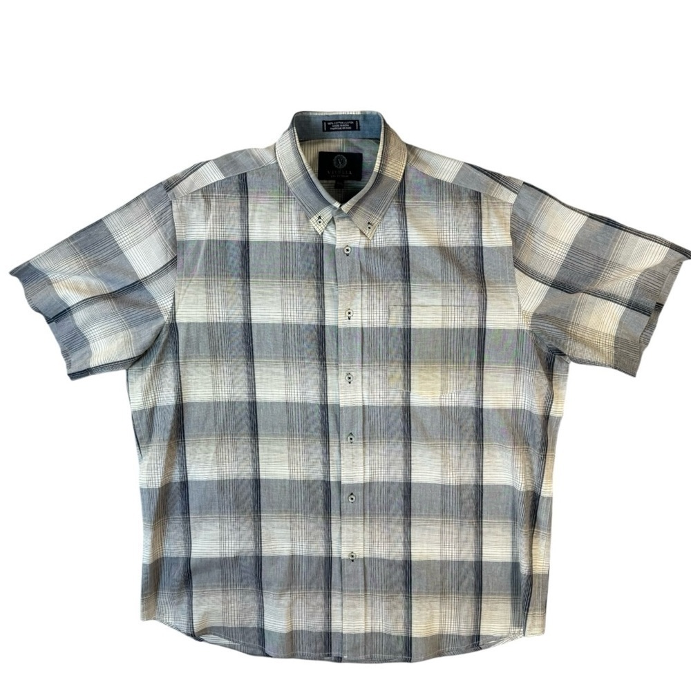 Viyella Blue Plaid Short Sleeve Button Up Shirt Mens XL